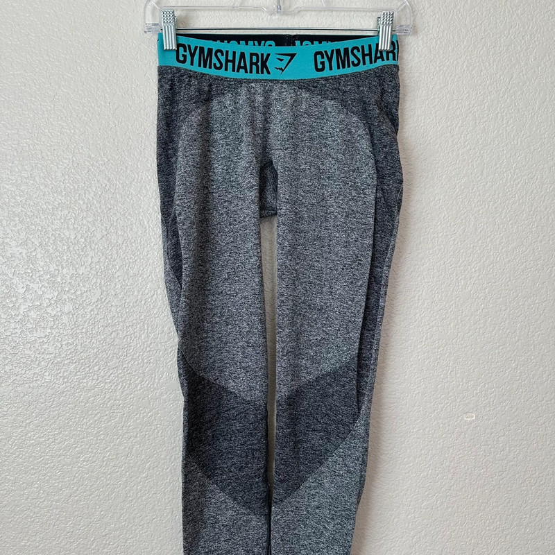 Gymshark Flex Gray Teal Seamless Form Fitting Contour Athletic Leggings 2