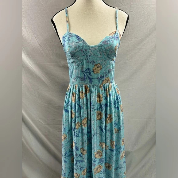 Boho Floral Print Cami Dress Blue 2