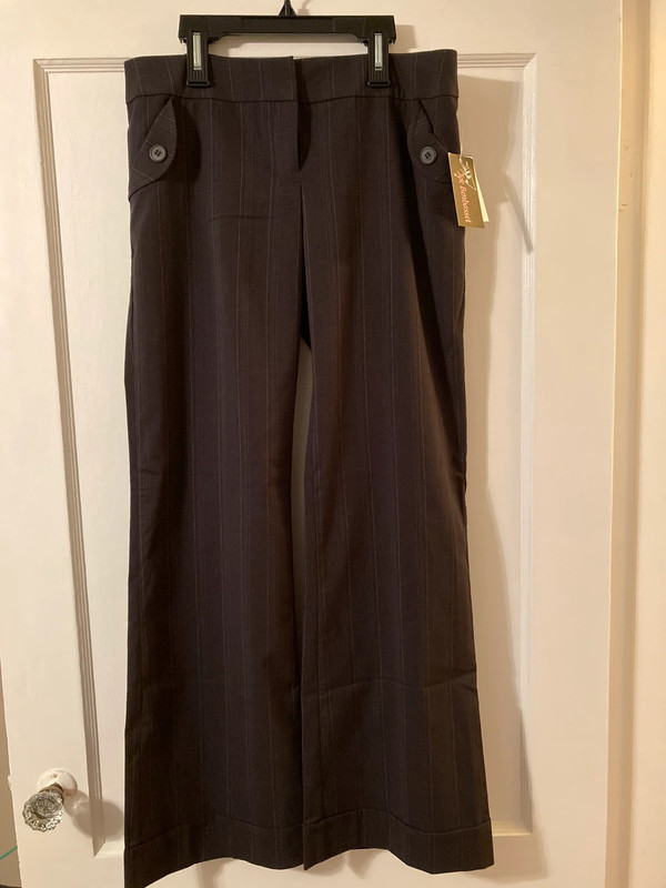 Juniors Black Dress Pinstripe Pants 1