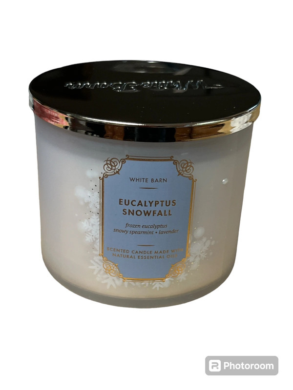 Bath & Body Works White Barn Eucalyptus Snowfall 3-Wick Candle 1