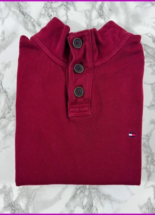 Sweat/Pull 1/4 Zip, Halfzip Tommy Hilfiger Rouge / Col à boutons / Logo brodé / Taille L Homme, brand: Tommy Hilfiger, condition: Very good, size: L, €30.00, €32.20 includes Buyer Protection