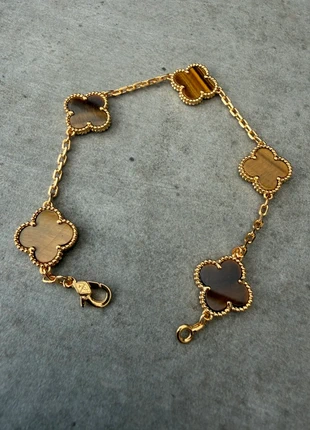 Goud/Bruin Armband Klaver Clover !!, merk: Clover, staat: Heel goed, € 21,95, € 23,75 inclusief Kopersbescherming