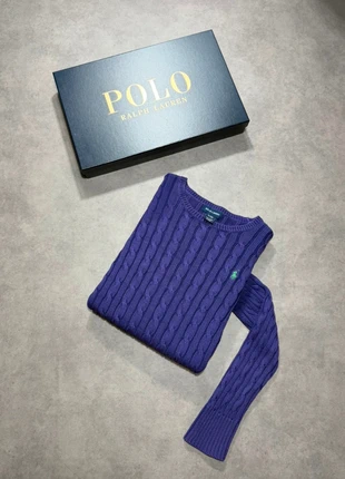 Pull torsadé violet marine polo Ralph Lauren Col rond - Logo brodé vert - 100% coton - Taille XS, marca: Ralph Lauren, estado: Muy bueno, tamaño: XS / 34 / 6, 49,99 €, 53,19 € Protección al comprador Pro incluida