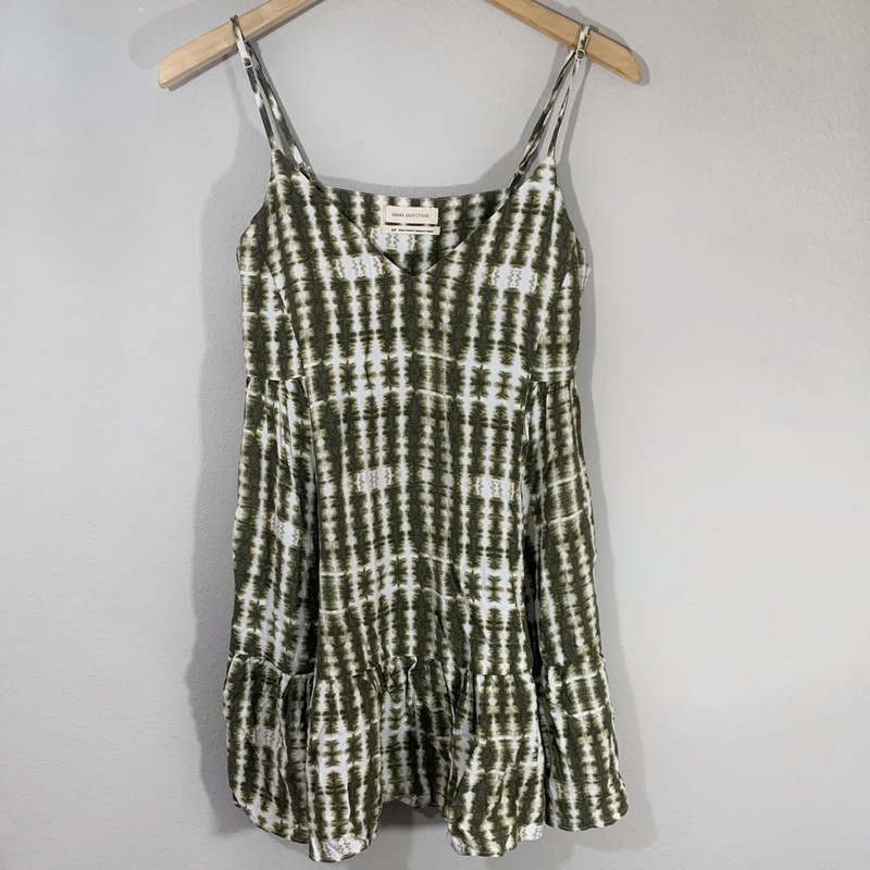 Urban Outfitters Green & White Vertical Striped Flowy Mini Sundress • Size S 1