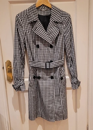 Laura Ashley Black White Gingham Trench Coat Mac UK14 M NWOT Lined Classic Check Smart Chic, brand: Laura Ashley, condition: New without tags, size: M / UK 12-14, £22.00, £23.80 includes Buyer Protection