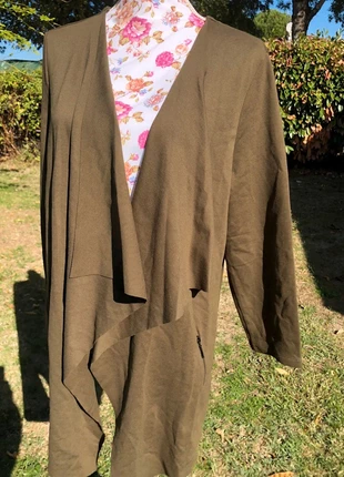 🧶 Veste cardigan longue extensible mi-saison, à poches fermetures et à manches longues, brand: Tendance, condition: Very good, size: XXXL / 46 / 18, €18.00, €19.60 includes Buyer Protection