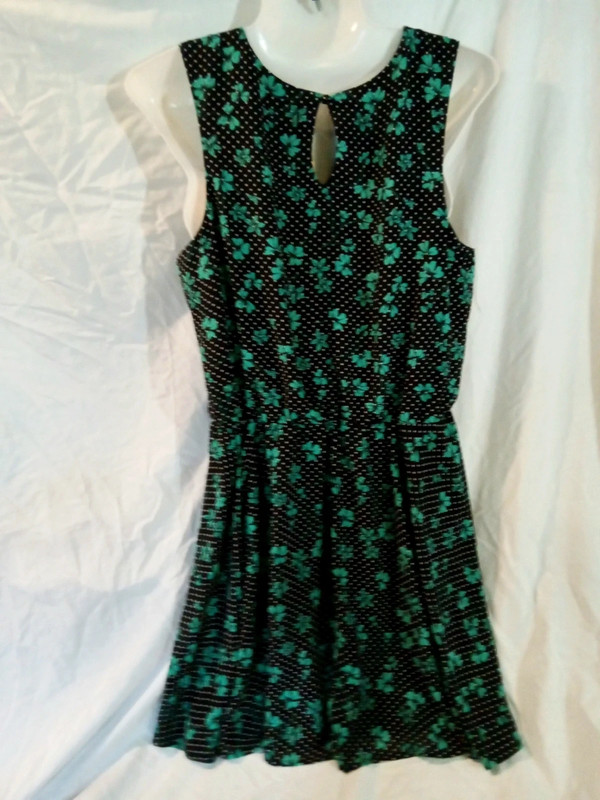 Candies green & black floral mini tank dress large 4