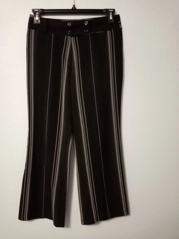 Pantalon femme noir rayures grises