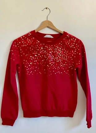 Sweat rouge à paillettes H&M, marke: H&M, zustand: Sehr gut, größe: 11 Jahre / 146, 3,90 €, 4,80 € inklusive Vinted-Käuferschutz