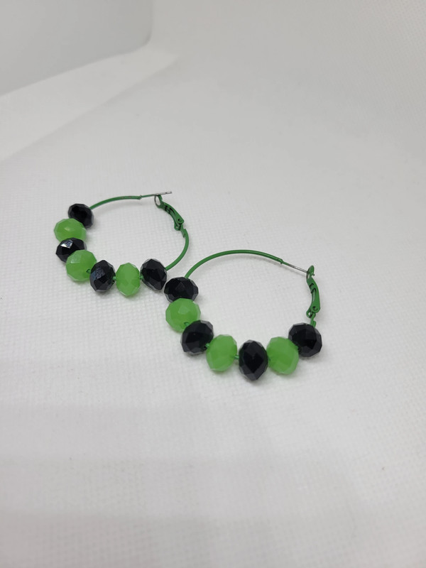 Green & Black Bead Loop Earrings 3