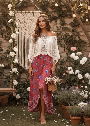 Jupe asymétrique bohème fleurie, marque: Vintage Dressing, état: Très bon état, taille: S / 36 / 8, 10,00 €, 11,20 € Protection acheteurs incluse