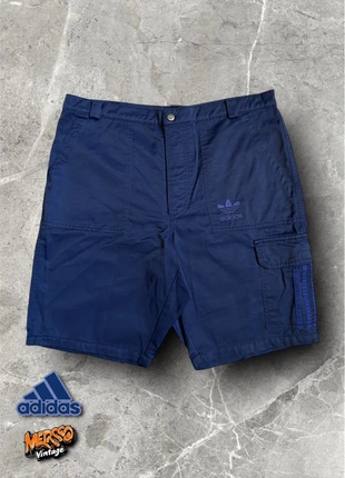 Adidas Navy Blue Cargo Shorts 90s Retro Workout Utility Style, merk: adidas, staat: Heel goed, maat: M, € 19,50, € 21,18 inclusief Kopersbescherming