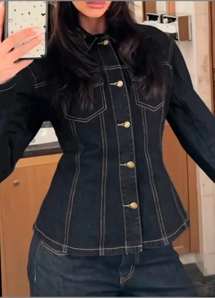 Veste femme boutonné vintage rétro hiver printemps en jean noir 2000’ larges, brand: Vintage Dressing, condition: Very good, size: S / 36 / 8, €45.00, €47.95 includes Buyer Protection