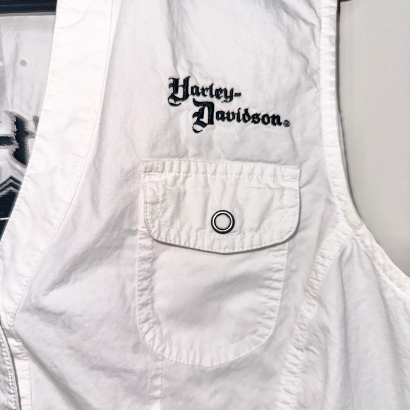Harley Davidson White Button Down Vest Size XL 3