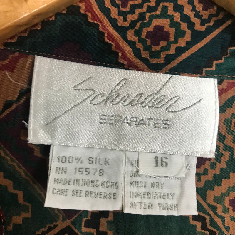 Vintage Schrader Separates Womens Size 16 Button Front Silk Jacket 2