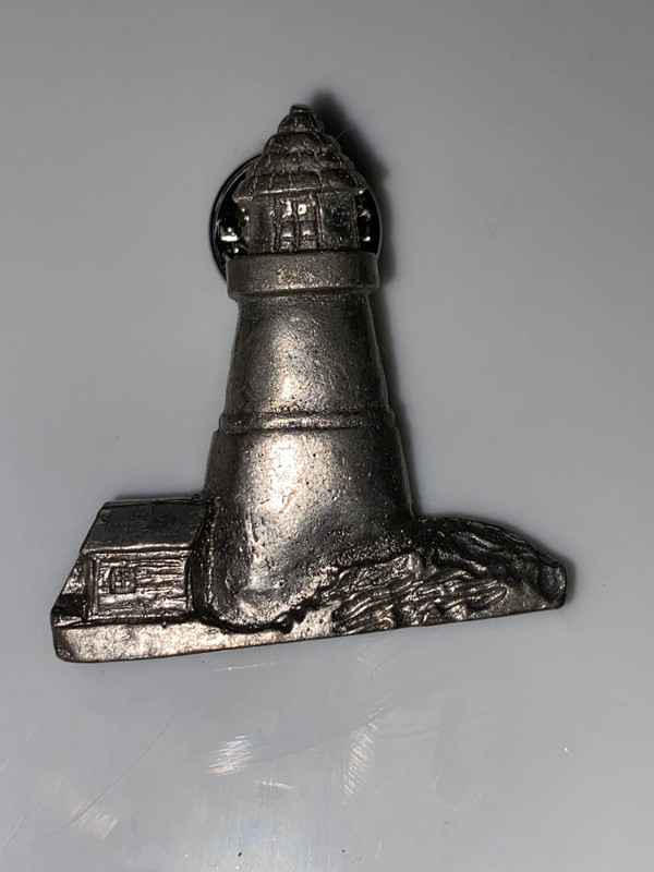 1996 Barker pewter lighthouse pin on shore 3