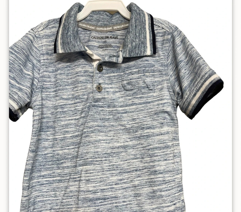 Calvin Klein Jeans Toddler Tipped Embossed Logo Polo Shirt 2T 3