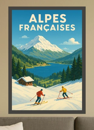 Affiche illustration « Alpes Françaises », état: Neuf sans étiquette, 6,00 €, 7,00 € Protection acheteurs (Pro) incluse