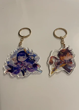 HoYoverse Genshin Impact Zhongli and Raiden Shogun Collectable keyrings, brand: Hoyoverse, condition: Very good, £8.00, £9.10 includes Buyer Protection