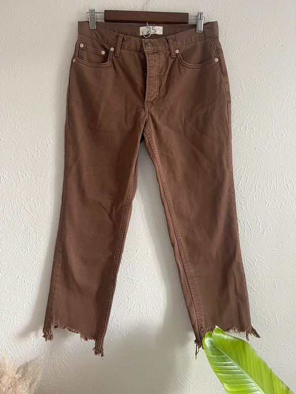 We the Free People Maggie Mid-Rise Straight-Leg Jeans in Wild Mustang Brown 2