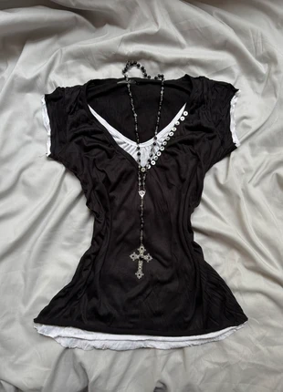 dark coquette short sleeve top size S~M, merk: COQUETTE, staat: Heel goed, maat: M / 38 / 10, € 33,50, € 35,88 inclusief Kopersbescherming