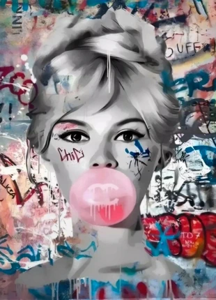 Brigitte Bardot Bubblegum Canvas Textured Art A4 Print Unframed, brand: Art, condition: New without tags, £10.00, £11.20 includes Buyer Protection