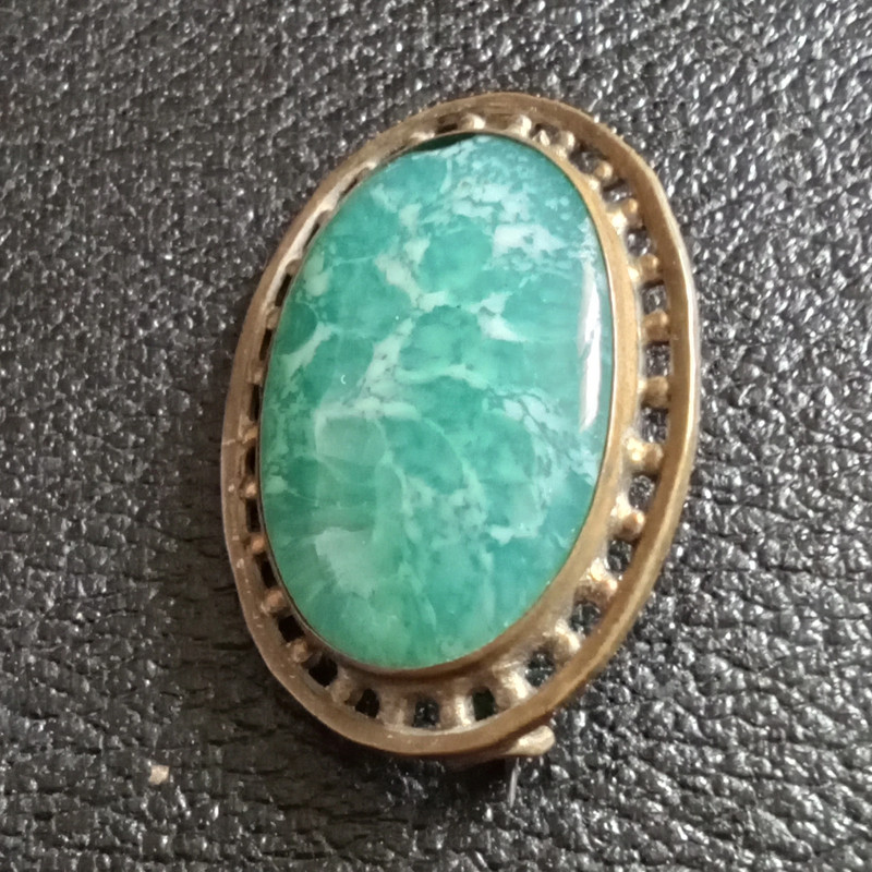 Jolie broche ancienne XIXème cabochon verre 1