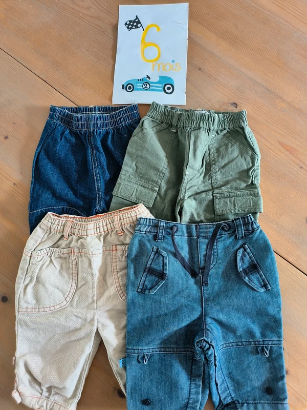 Lot de 4 pantalons bébé garçon 6 mois - Obaïbi et Canary Baby