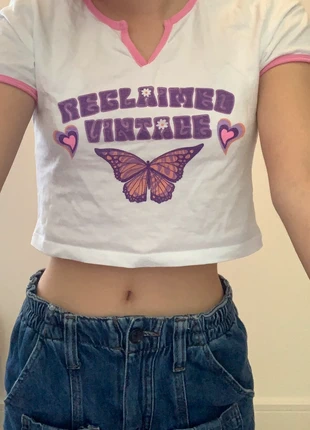 White Reclaimed Vintage Crop Top, brand: Reclaimed Vintage, condition: Very good, size: S / 8, £3.00, £3.85 includes Buyer Protection