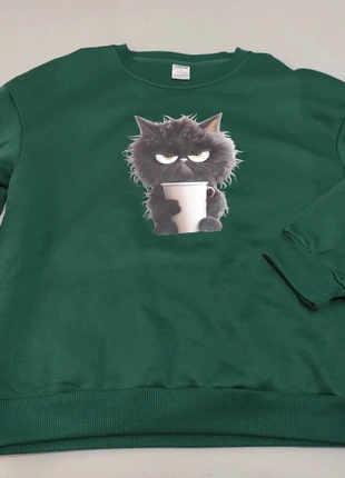 Sudadera verde gato, merk: Shein, staat: Nieuw zonder prijskaartje, maat: L / 40 / 12, € 5,00, € 5,95 inclusief Kopersbescherming