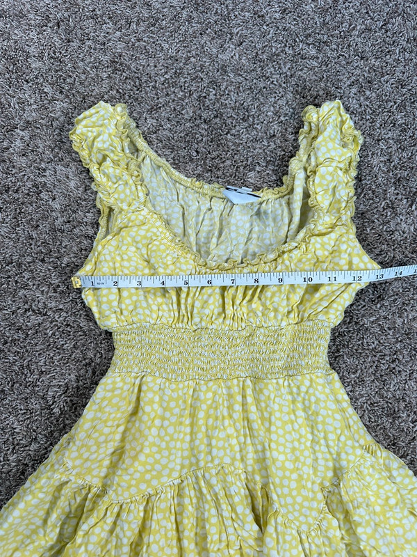 skylar + madison mini dress romper flowy milk made sun dress yellow ruffle M 5