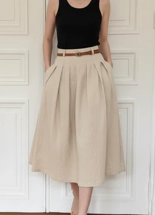 Jupe midi beige 2095 creme taille s minimaliste evasé, marque: Srema, état: Très bon état, taille: S / 36 / 8, 38,90 €, 41,55 € Protection acheteurs (Pro) incluse