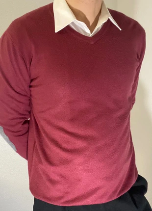 Pull Vintage Bordeaux col V Cahemire style Old Money Élégant – 00120, merk: Cachemire, staat: Heel goed, maat: XL, € 15,99, € 17,49 inclusief Kopersbescherming