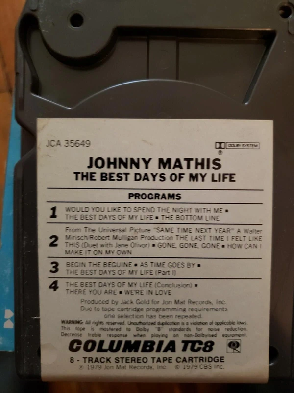 Johnny Mathis - the best days of my life - 8 track audio Tape | Vinted