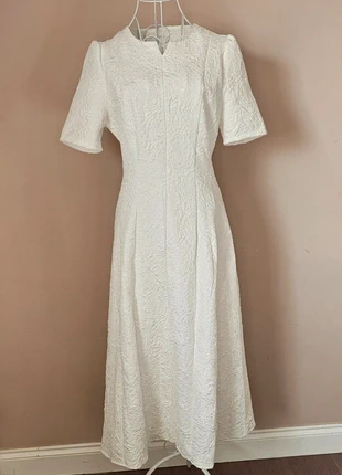 Elegant White Textured Midi Dress – Short Sleeve Fitted Occasion Size S, brand: Shein, condition: Very good, size: S / UK 8-10, £3.50, £4.38 includes Buyer Protection