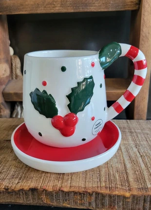 Tazza natalizia in ceramica con piattino, marque: Pepco, état: Neuf sans étiquette, 11,90 €, 13,20 € Protection acheteurs incluse