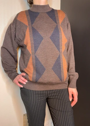 Pull sweat col cheminé à motif vintage laine 80s, brand: Vintage, condition: Very good, size: M / 38 / 10, €4.00, €4.90 includes Buyer Protection Pro