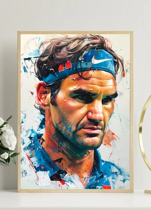 Affiche A4 ou A3 / Poster de "RF Portrait" pour fan de tennis., merk: Legends & Landmarks, staat: Nieuw zonder prijskaartje, € 5,99, € 6,99 inclusief Kopersbescherming
