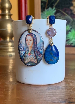 Boucles d’oreilles Marie en pierre et cuivre émaillé, brand: diotime, condition: New without tags, €65.00, €68.95 includes Buyer Protection