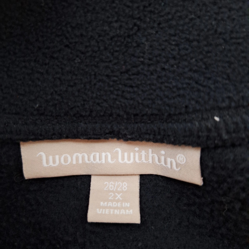 Woman Within 1/4 Zip Fleece Pull Over Size 26/28 2X Solid Black Winter 4