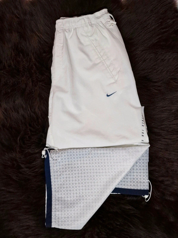 Pre-owned Nike Track Pants Vintage Nylon Y2k Driil Joggers Swoosh In White