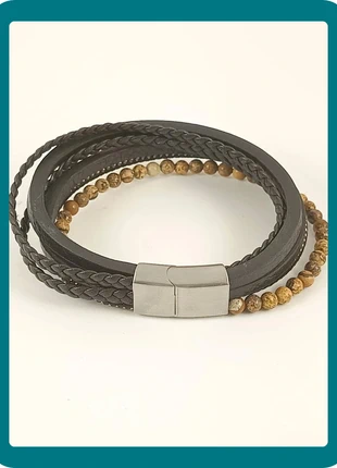 Bracelet homme cuir et pierre naturelle, marca: MelyBelle, estado: Nuevo con etiquetas, 10,00 €, 11,20 € Protección al comprador incluida