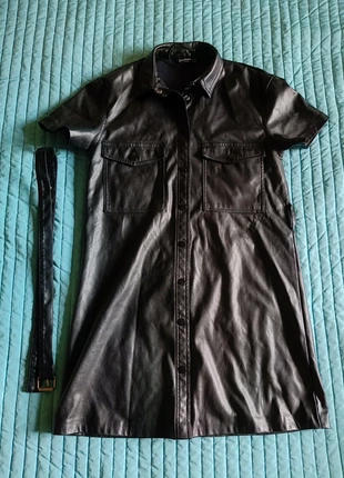 Vestido negro de polipiel Stradivarius – Talla S, marca: Stradivarius, estado: Muy bueno, tamaño: S / 36 / 8, 7,00 €, 8,05 € Protección al comprador incluida