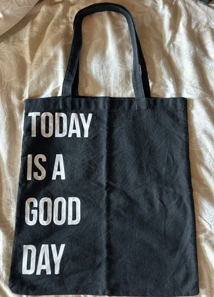 Tote Bag Noir Imprimé "Today Is A Good Day" - Sac Coton, condizioni: Ottime, €8.00, €9.10 include la Protezione acquisti