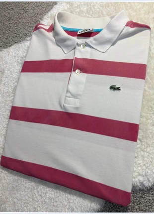 Polo Lacoste rayé rose et blanc 330N, marca: Lacoste, estado: Muito bom, tamanho: XL, €16.20, €17.71 inclui Proteção do Comprador Pro