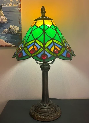 Tafellamp pauwen veer moties Tiffany stijl, marque: Art, état: Neuf sans étiquette, 78,00 €, 82,60 € Protection acheteurs (Pro) incluse