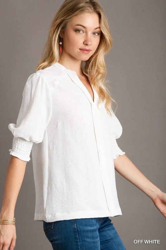 Risen split neck top - White 3