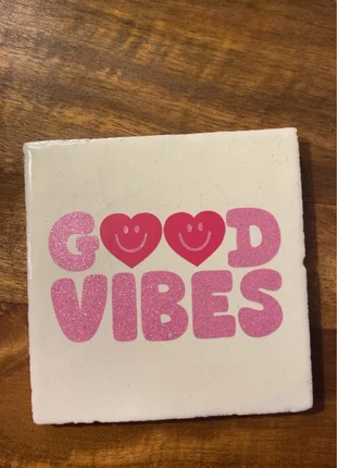 Handmade coaster/decor painted good vibes tile, brand: Good Vibes, condition: New without tags, €3.00, €3.85 includes Buyer Protection