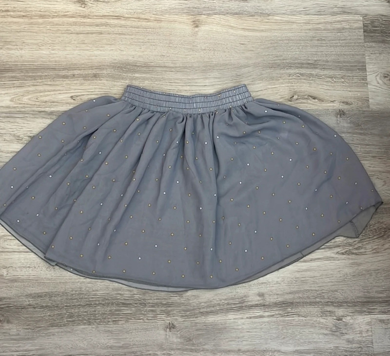 Chiffon by American Apparel Gray with Yellow Polka Dot Circle Mini Skirt Size XS 5