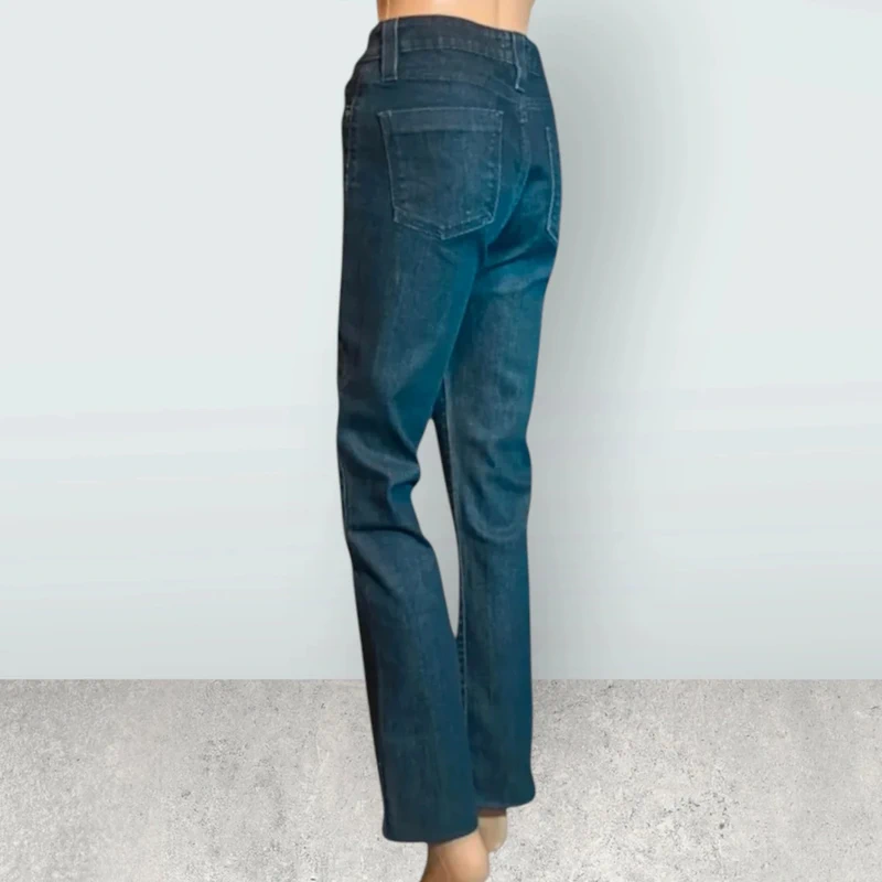 Jean bleu marine marque Islow,coupe regular,taille haute,texture extensible - photo numéro 5
